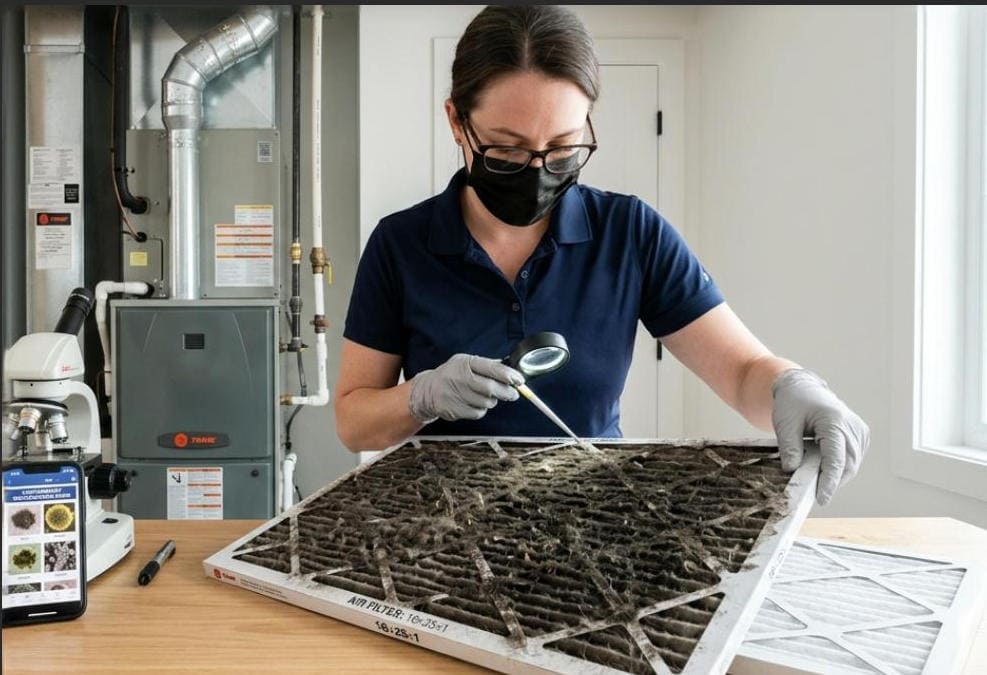 black air filter contaminants identification