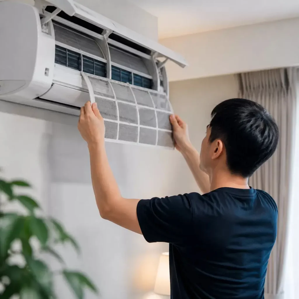 Air Conditioner Filter Cleaning and Reinstallation