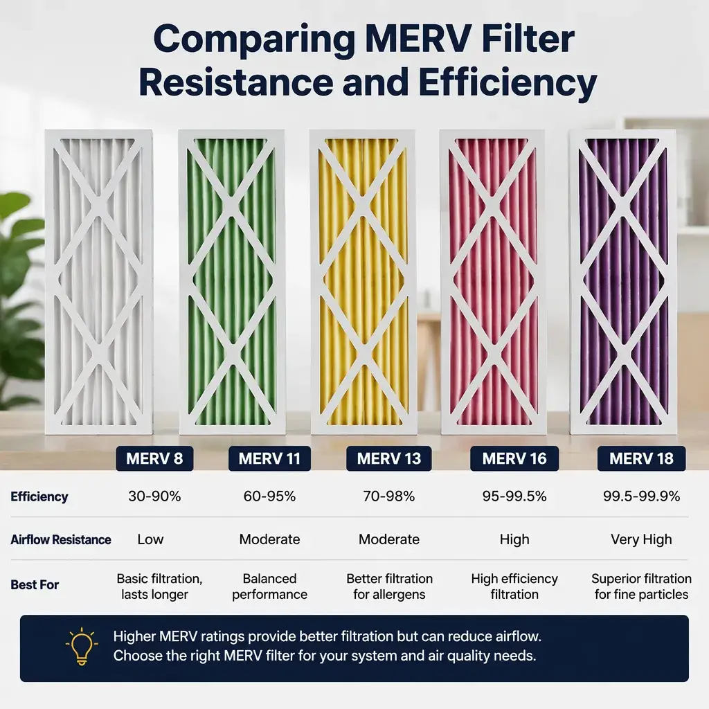 Comparing MERV filter resistance and efficiency