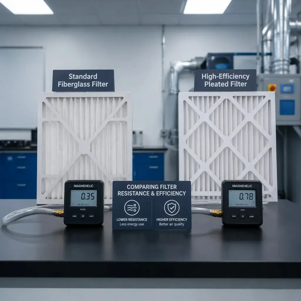 Comparing filter resistance and efficiency