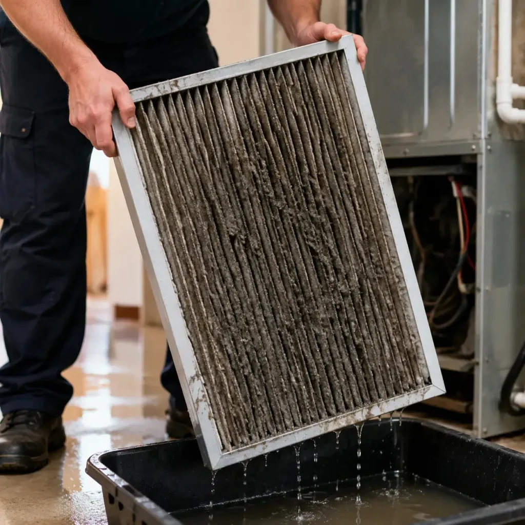 handling a wet hvac air filter