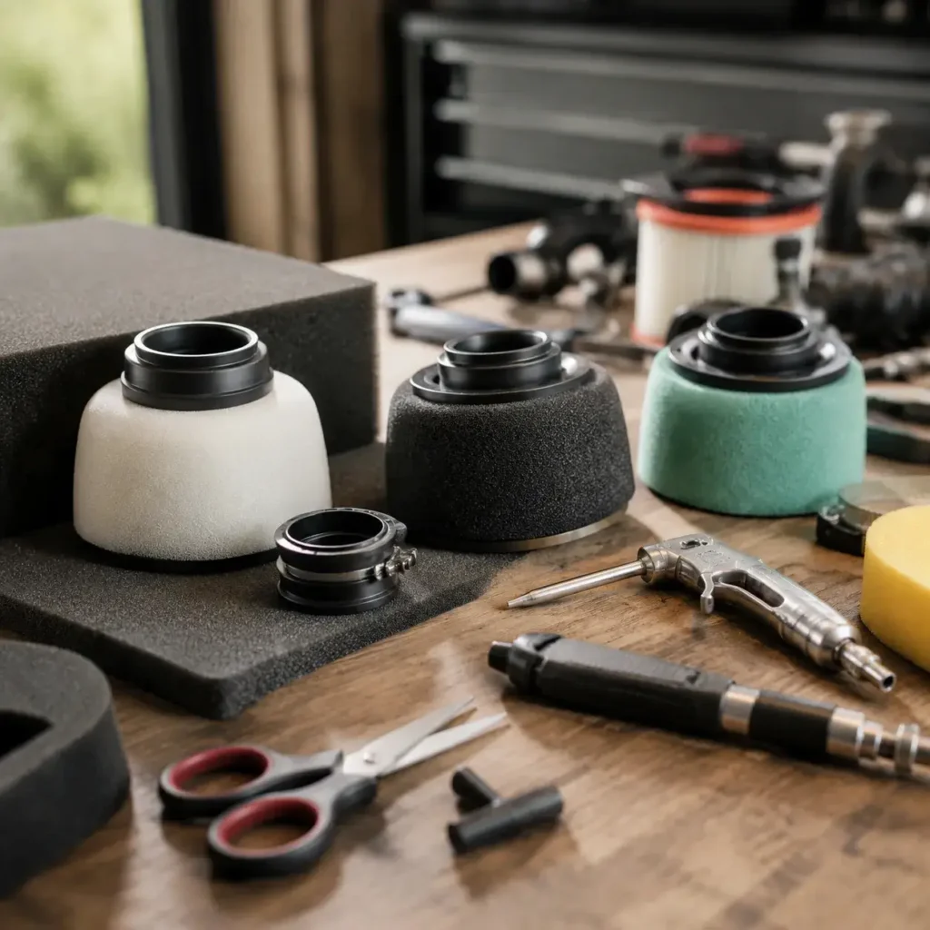 Custom foam air filter tools and materials
